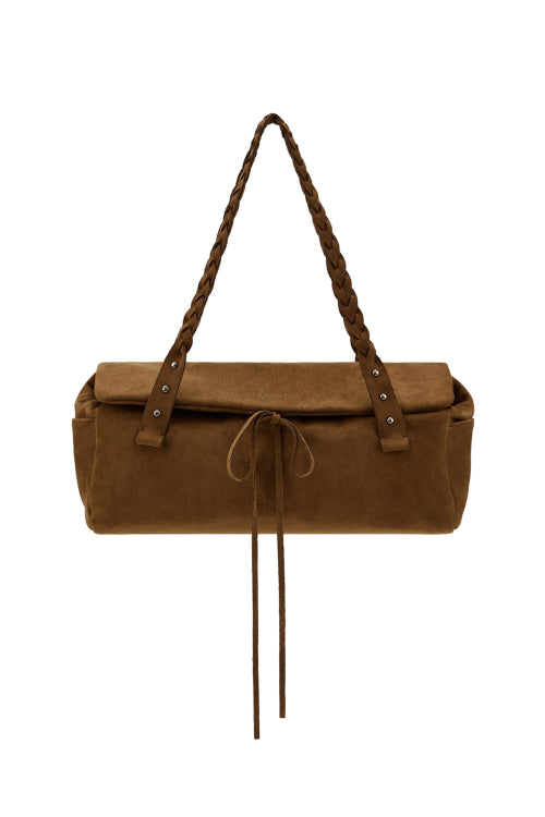 RIBBON-DETAIL SHOULDER BAG IN BROWN