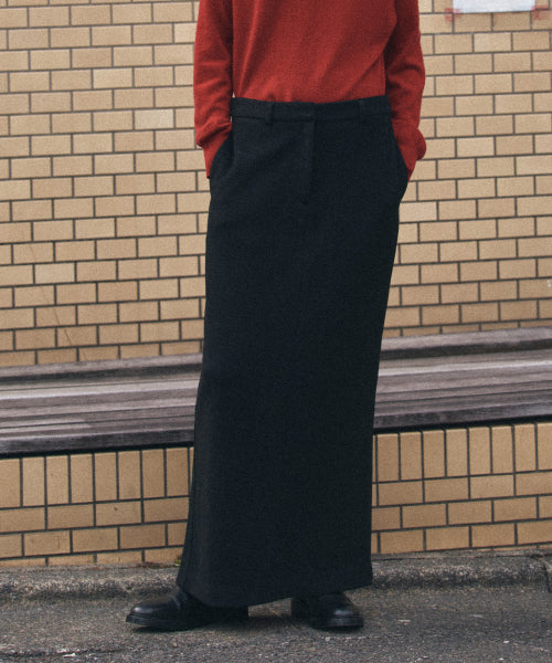 SIST9054 Semi Flare Column Long Skirt_Black