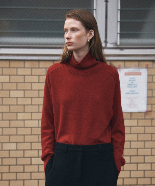 SIKN2129 Cashmere Blend Turtleneck Knitwear_Red