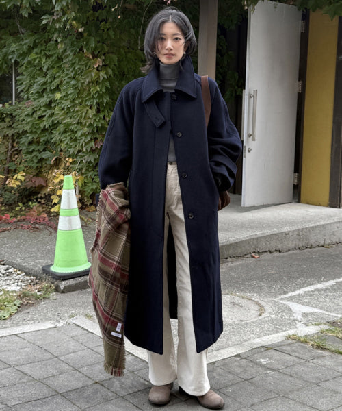 SIOT4128 Cashmere Blend Balmacan Coat_Navy