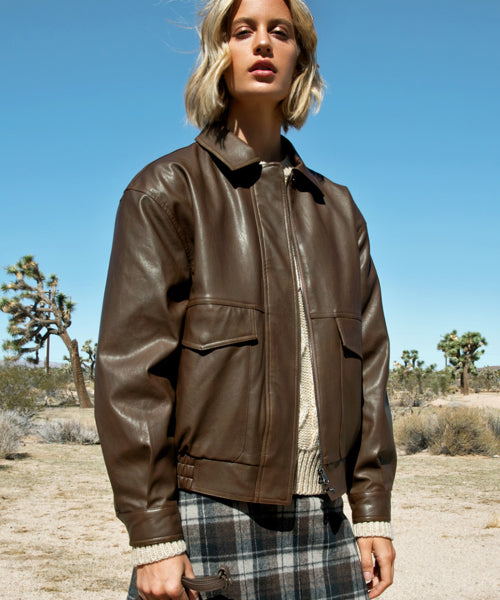 VINTAGE LEATHER BLOUSON JACKET [BROWN]