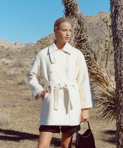 WOOL BOUCLE HALF COAT [IVORY]