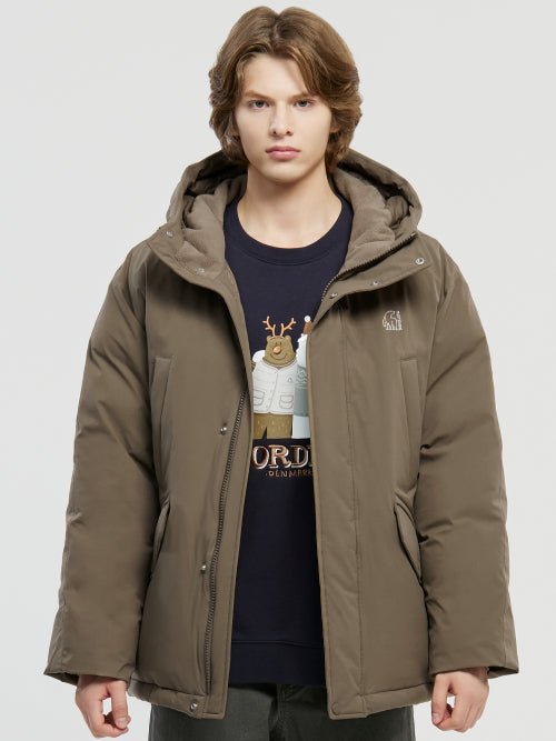 Balance Crystal Down Hoodie Jumper - M_Khaki