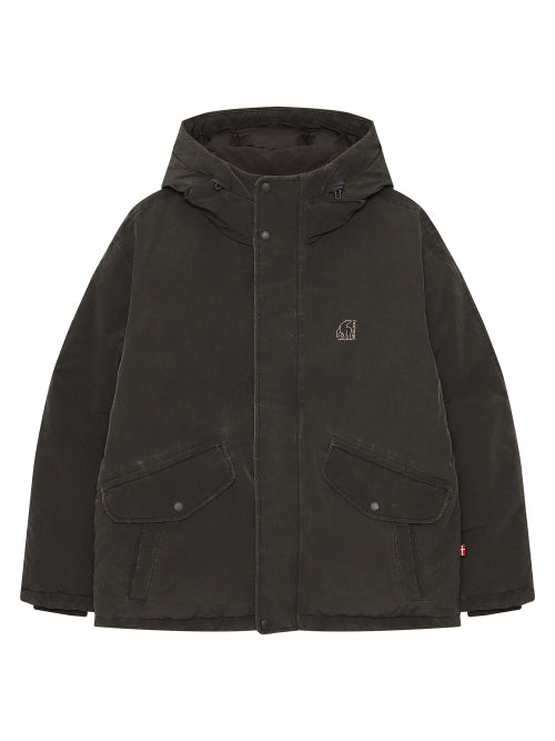 Washed balance crystal-down hoodie jumper - U_Cool Grey