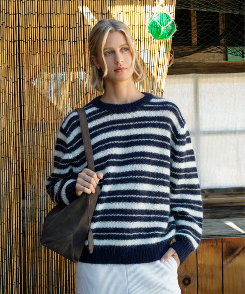 BRUSH STRIPE KNIT [NAVY]