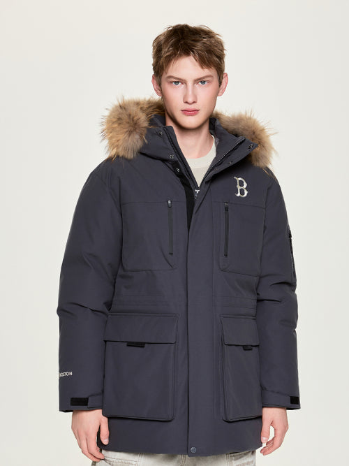 Goff Core Hood FUR Mid Goose Padded BOS (Charcoal Gray)