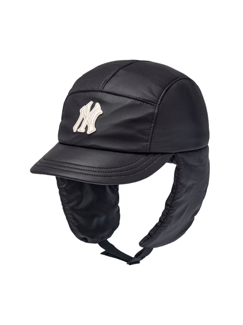 Curved padded earflap cap NY (Black)