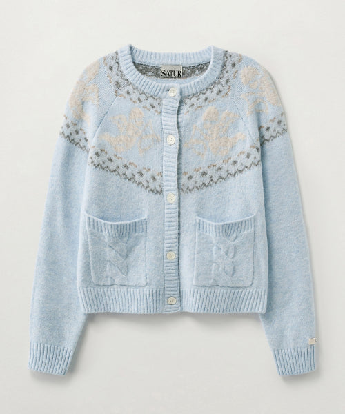 (W) Holiday Angel Knit Cardigan Sky Blue