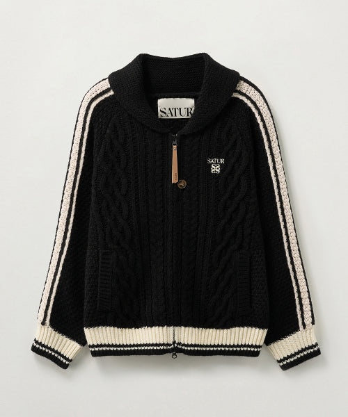 (W) Lawton Cowichan Knit Cardigan Black