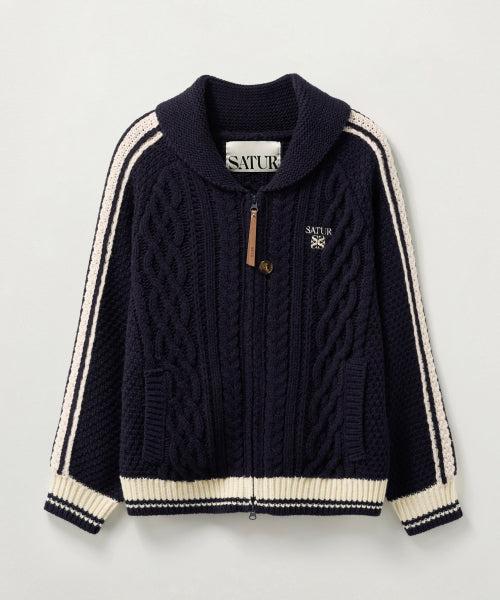 (W) Lawton Cowichan Knit Cardigan Navy