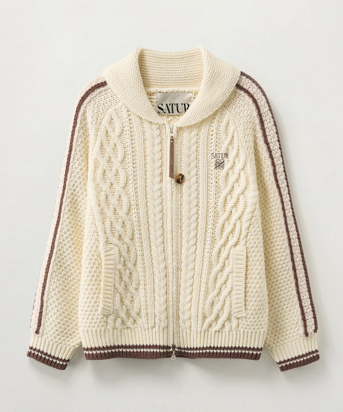 (W) Lawton Cowichan Knit Cardigan Cream
