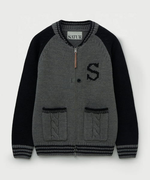 Knit Varsity Jacket Charcoal