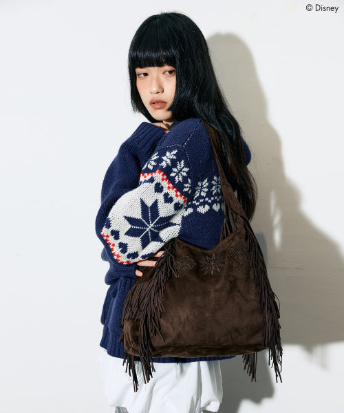 [DISNEY] WISH_GEOMETIC SUEDE BAG(BROWN)