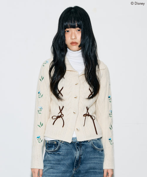 [DISNEY]SNOW WHITE_RIBBON KNIT CARDIGAN(CREAM)
