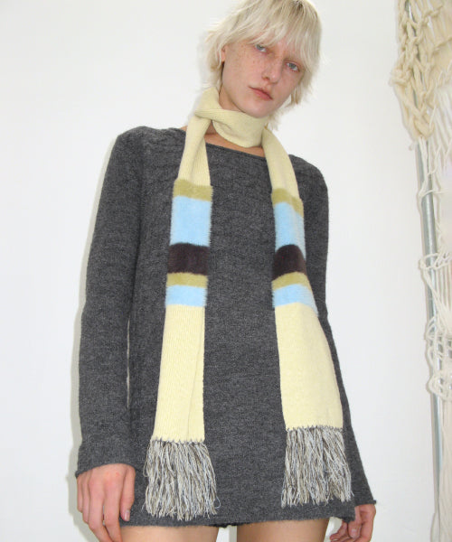 Color Block Wool Muffler, LEMON