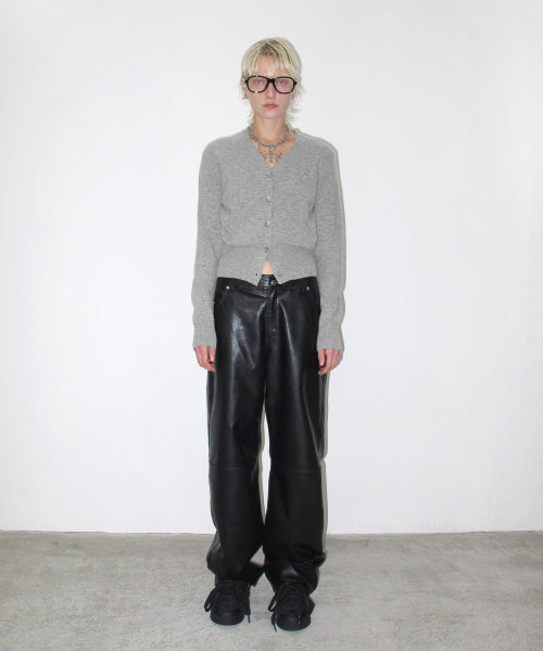 Faux Leather Studded Pants, BLACK