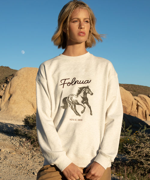 PONY OVER FIT SWEAT SHIRT [OATMEAL]
