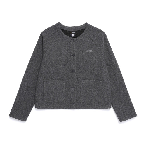 N254WFT210 Women's Glitter Round Neck Cardigan CHARCOAL