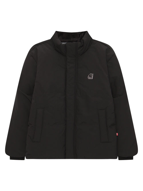 Crystal-down stand neck jumper - M_Black