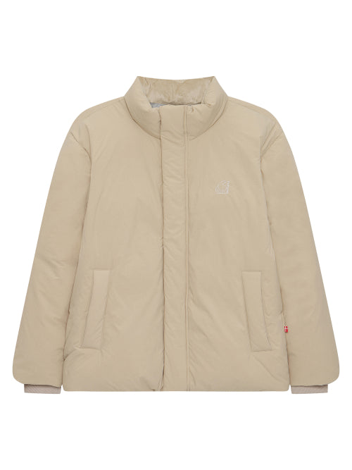 Crystal-down stand neck jumper - M_Beige