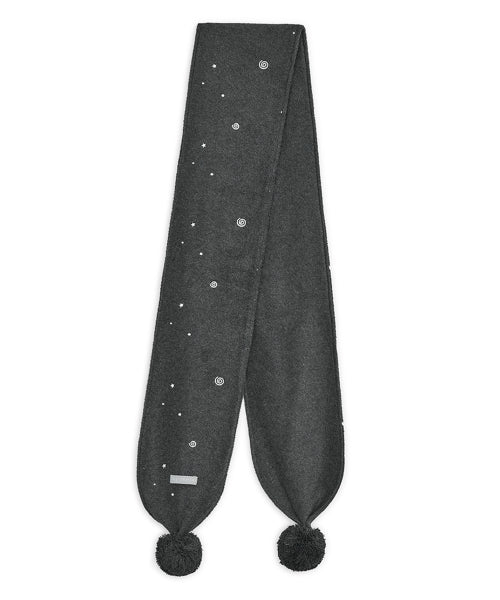 Embo pom-pom fleece muffler (Charcoal)