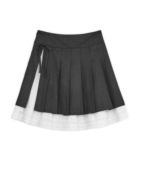 Slit pleats midi skirt (Charcoal)