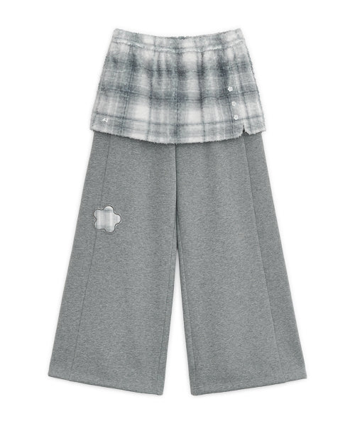 Fleece skirt jogger pants (Mint gray)