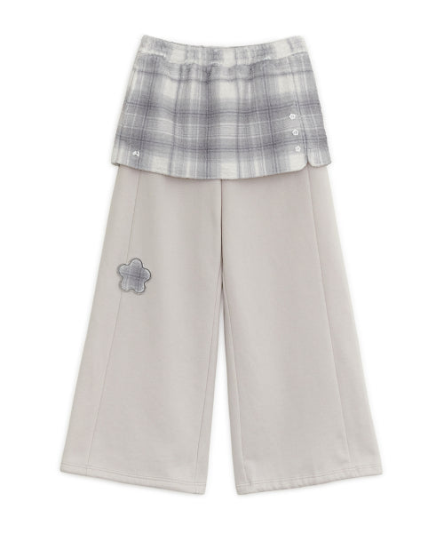 Fleece skirt jogger pants (Pink gray)