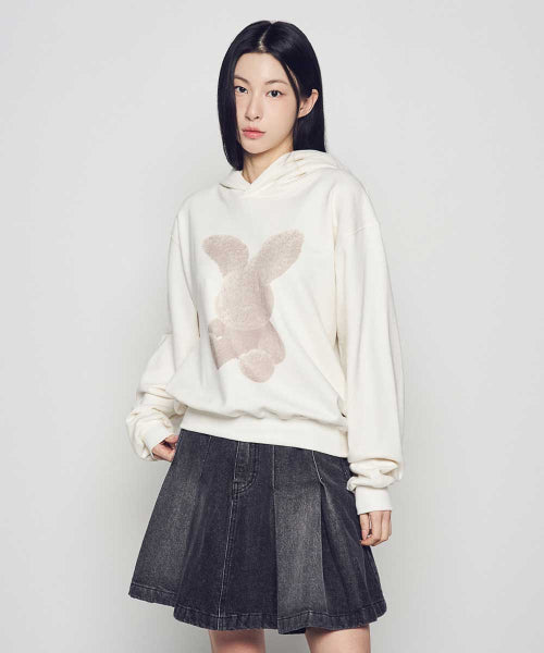 NEW FUZZY RABBIT HOODIE (2COLOR)