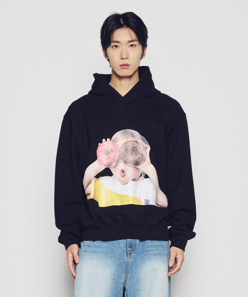NEW ADLV BABY FACE DONUTS 1 HOODIE BLACK