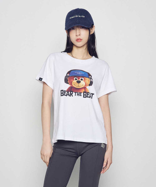 WOMAN HEADPHONE AC BEAR SHORT SLEEVE T-SHIRT (2COLOR)