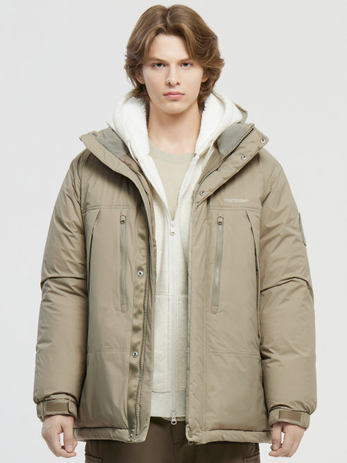Faro Crystal Down Hoodie Jumper - M_Light Khaki