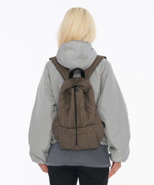 Quilted String Backpack Brown