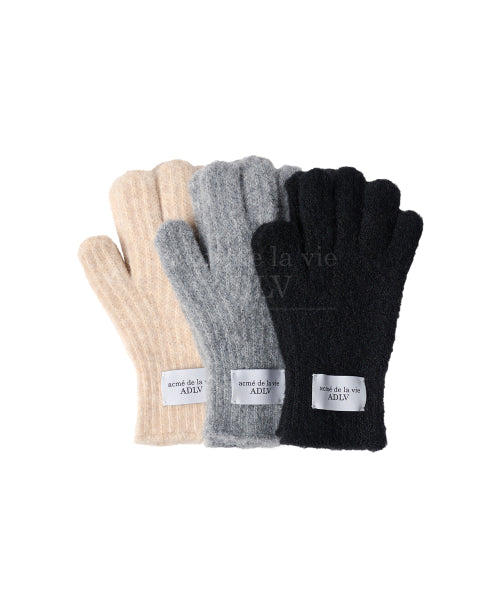 BASIC LOGO LABEL POINT KNIT GLOVES (3COLOR)