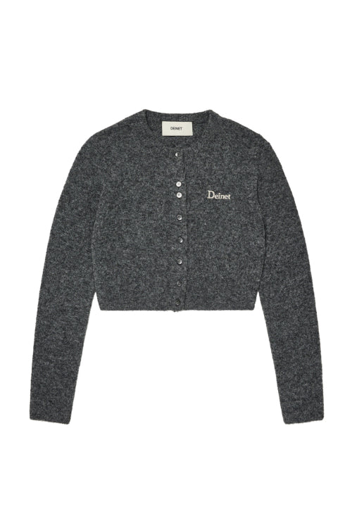 ALPACA ROUND KNIT CARDIGAN IN CHARCOAL