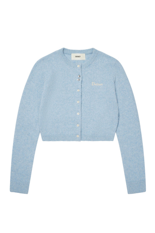 ALPACA ROUND KNIT CARDIGAN IN LIGHT BLUE