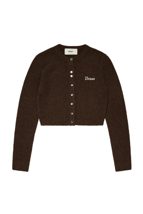 ALPACA ROUND KNIT CARDIGAN IN BROWN