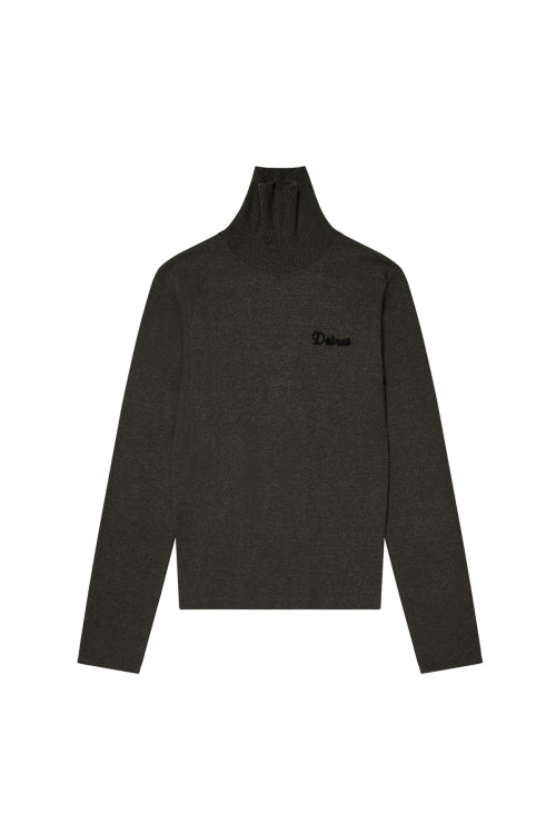 TURTLENECK SLIM KNIT TOP IN CHARCOAL