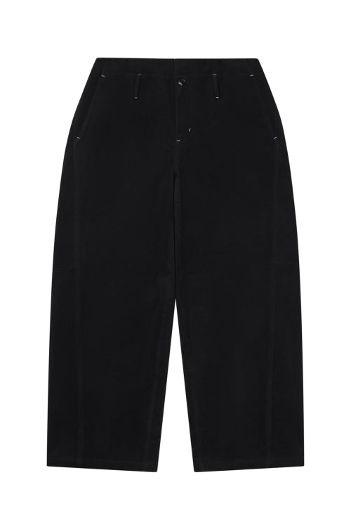 PEACH COTTON CURVED PANTS IN BLACK