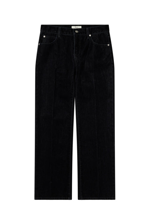VELVET WASHED BOOT CUT DENIM PANTS IN BLACK
