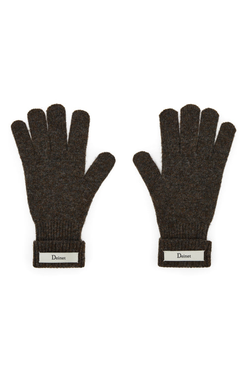 WOOL BASIC GLOVES IN DARK BROWN