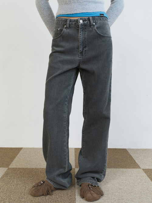 Corduroy Straight Denim Pants in Grey VJ5WL392-12