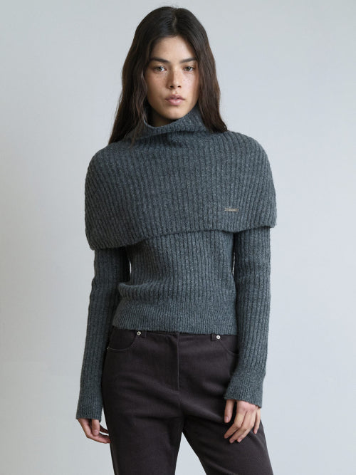 Turtle-neck Warmer Set Knit VK5WP294_2color