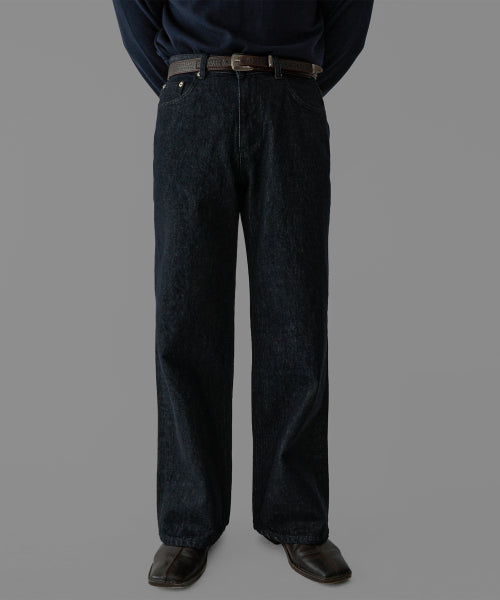 PREMIUM WASHED DARK INDIGO SEMIFLARE DENIM PANTS