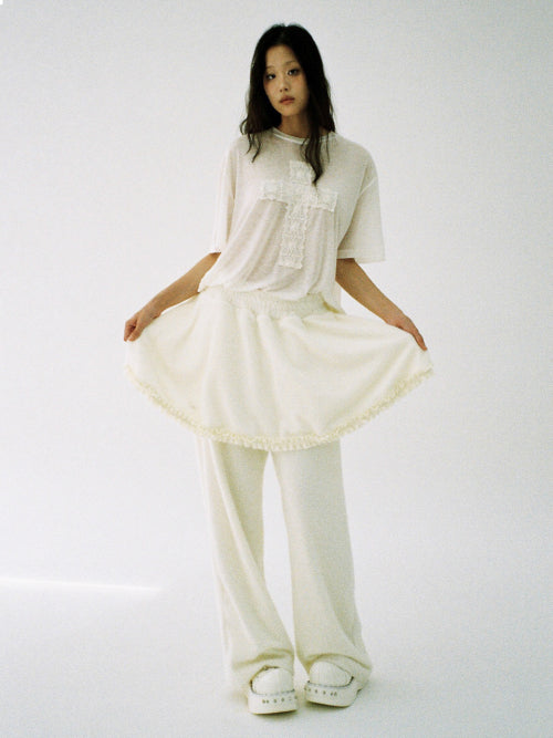 Fluffy Skirt Pants - IVORY