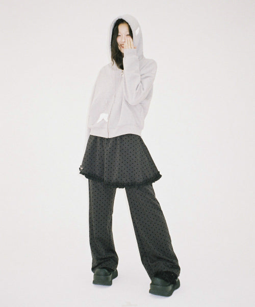 Dot Skirt Pants - BLACK