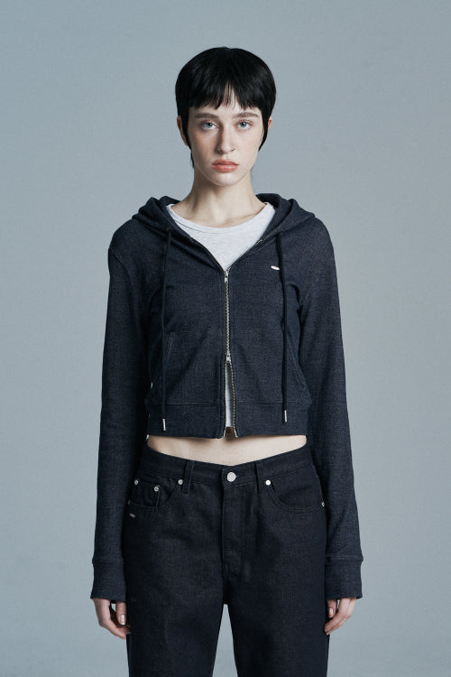 INDIGO SLIM DENIM ZIP UP BLACK