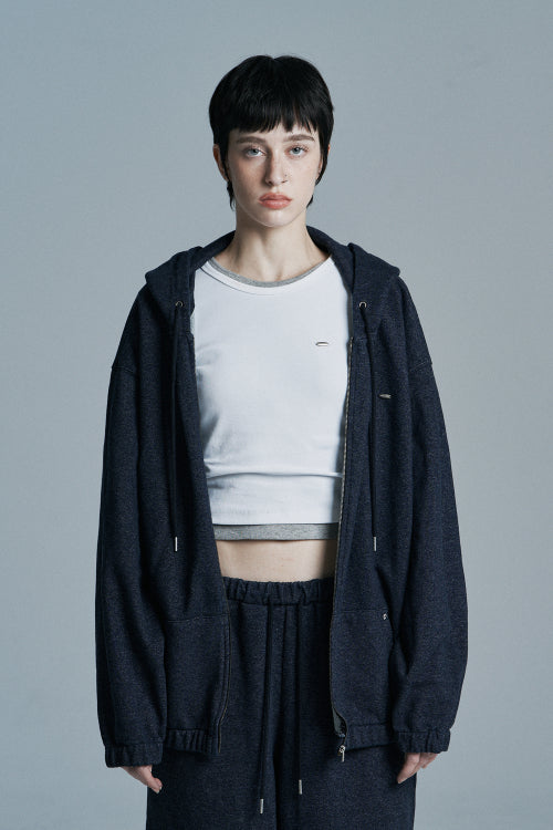 INDIGO OVERSIZED DENIM ZIP UP BLUE