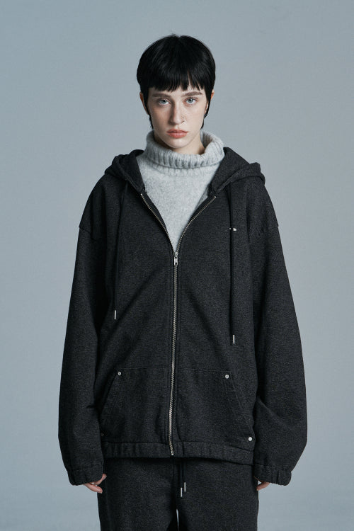 INDIGO OVERSIZED DENIM ZIP UP BLACK