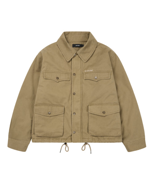 4-Pocket Collar Work Jacket (Beige)